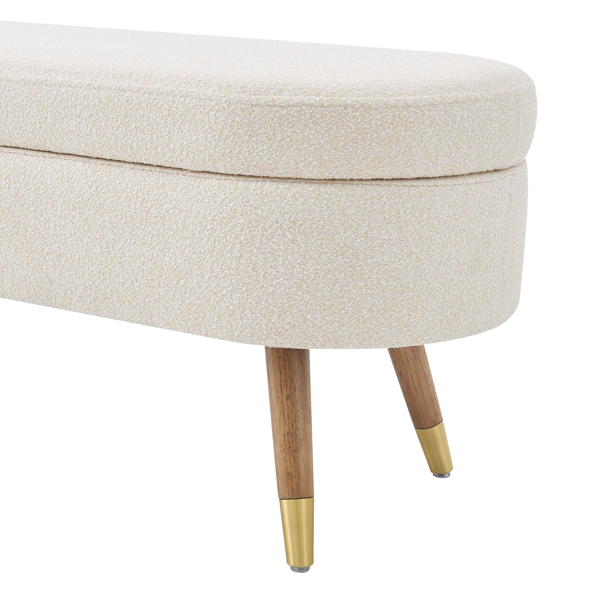 Storage Bench Upholstered Boucle Ottoman With Golden Metal Legs End Of Bed Bench For Bedroom, Living Room, Entryway, Bed Side