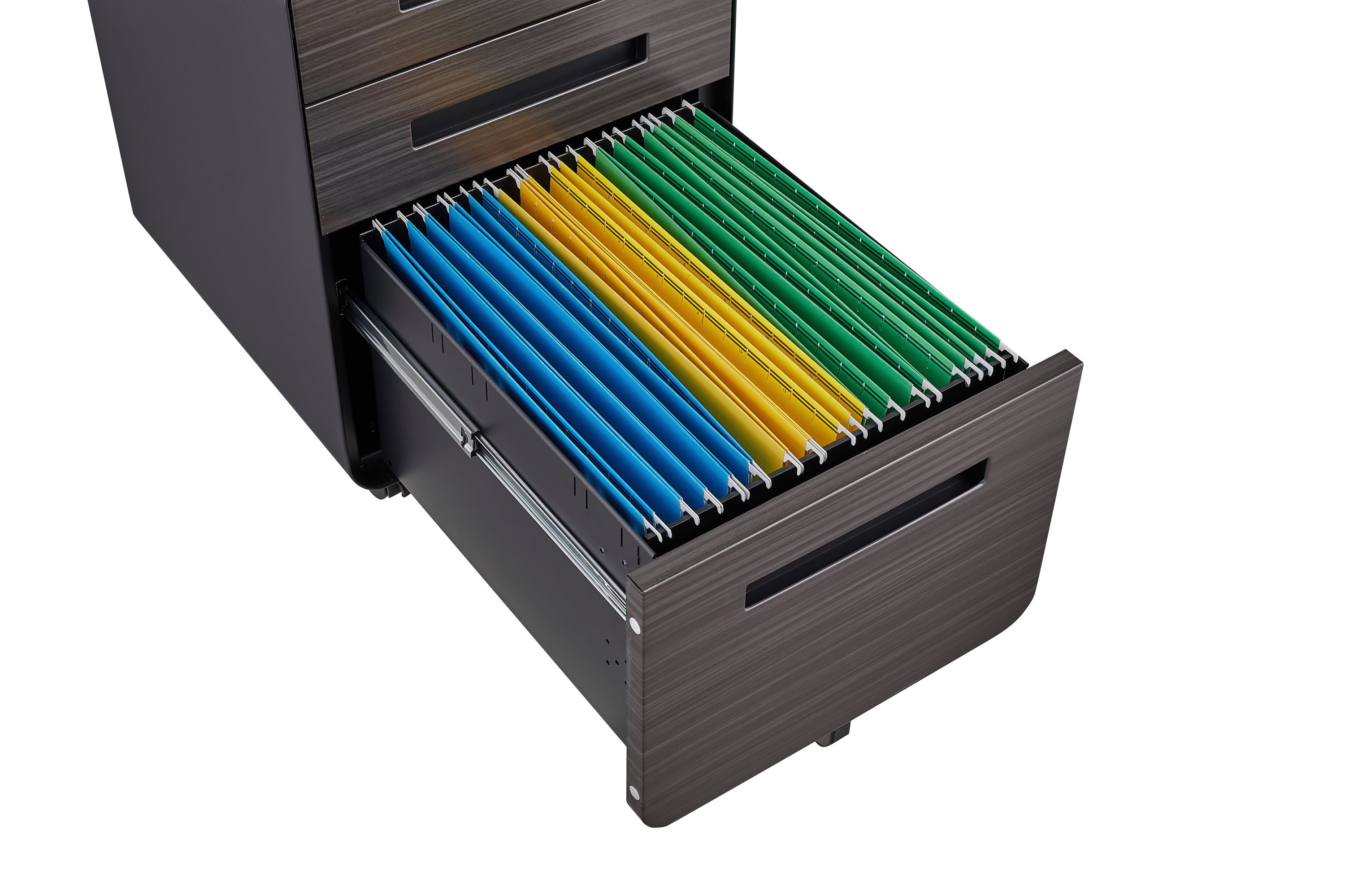 3 Drawer Mobile File Cabinet Under Desk Office, Simple Style Versatile Storage Cabinet For Legal / Letter / A4 Files, 5 Wheel Design Anti-Tilting Cold Rolled Steel Waterproof Moisture-Proof