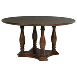 Landon - Round Wood Pedestal Dining Table - Rich Brown by Coaster Fine Furniture | Bel Furniture