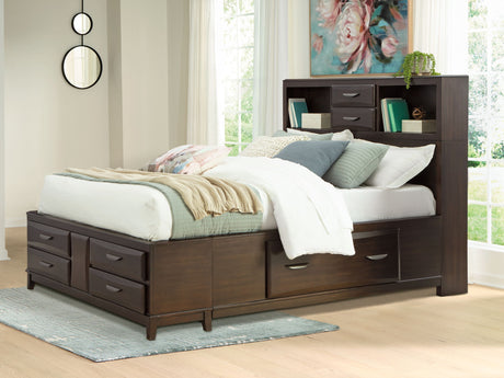 Vanmore - Queen Storage Bed - Dark Brown