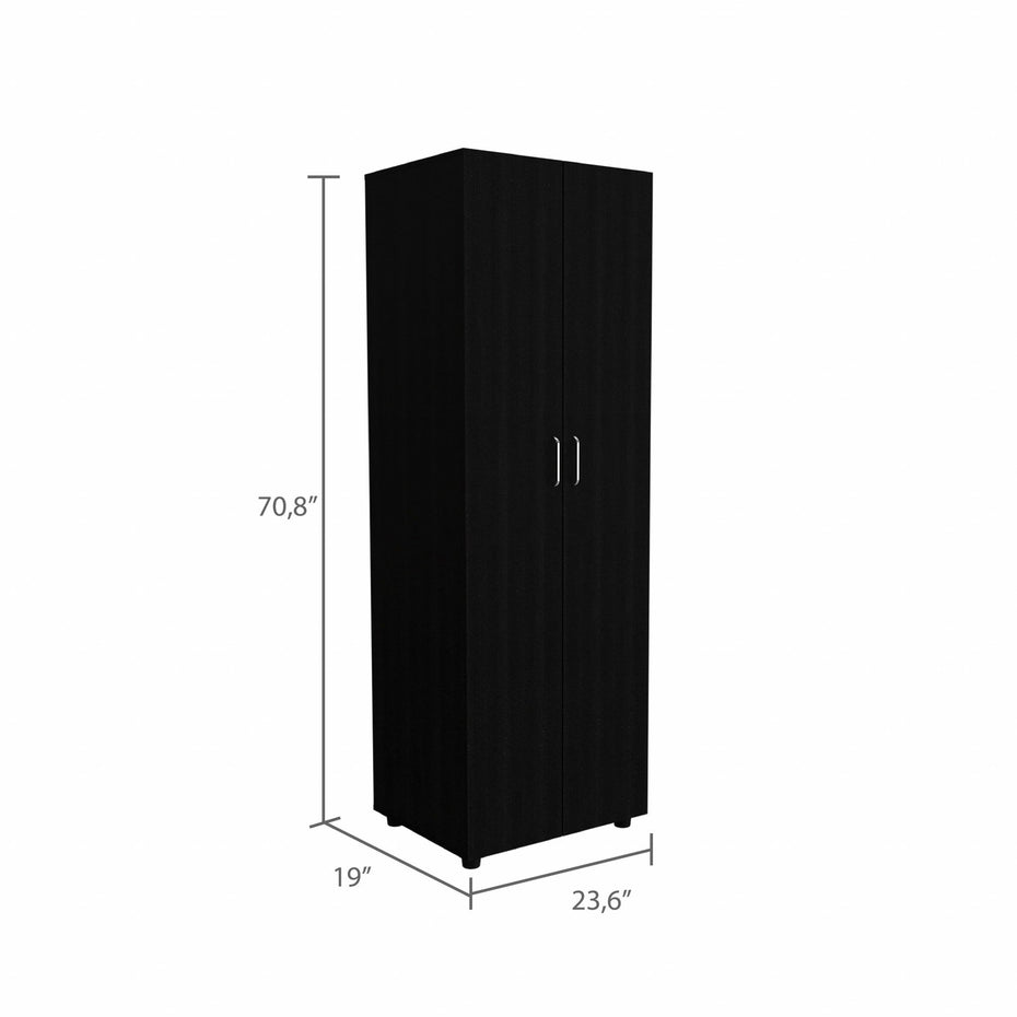 Tall Two Door Closet - Black