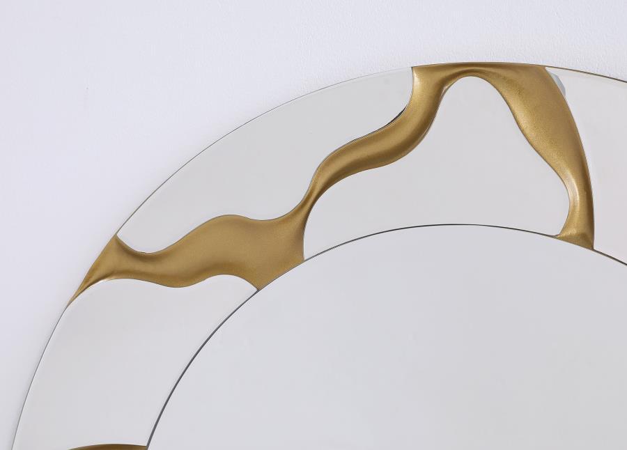 Dorinda - Round Kintsugi Style Wall Mirror - Gold by Coaster Fine Furniture | Bel Furniture