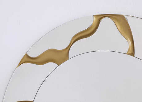 Dorinda - Round Kintsugi Style Wall Mirror - Gold by Coaster Fine Furniture | Bel Furniture