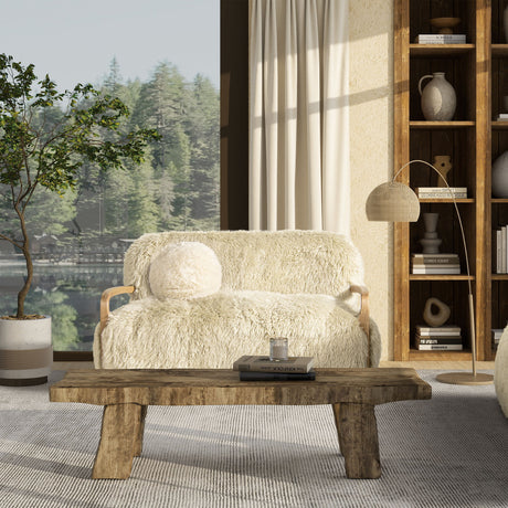 Enchante - Sheepskin Accent Loveseat - Taupe / Natural by Jennifer Taylor Home | Bel Furniture