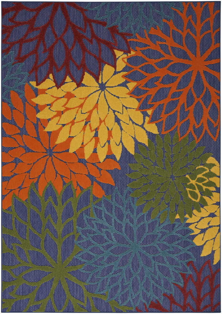 5' X 7' Floral Power Loom Area Rug - Blue / Orange