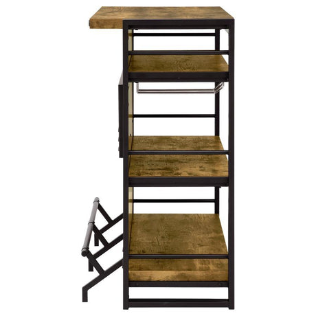Renaldi - 3-Shelf Home Bar Wine Cabinet - Rustic Nutmeg by CoasterEveryday | Bel Furniture