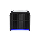 Beverly - Nightstand With Cooler And Speaker, LED Light, Rounded Sides - Black White
