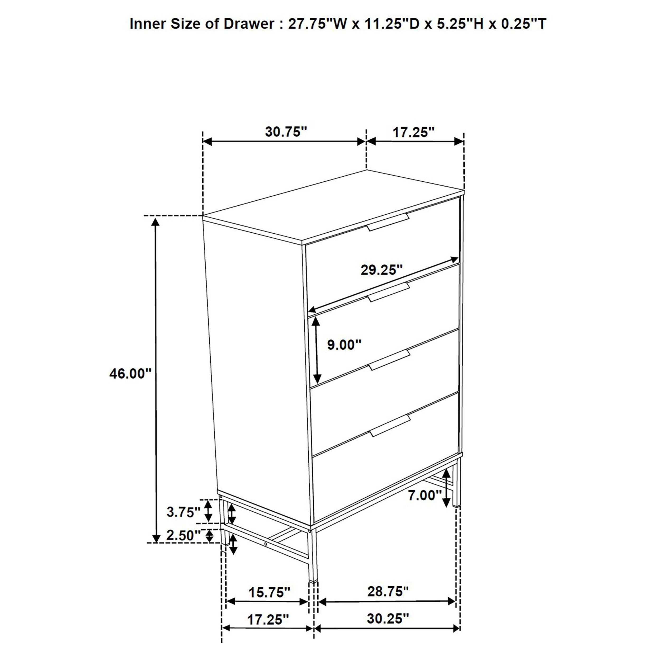 Sonora - 4-Drawer Bedroom Chest - White