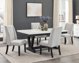 Varley - Genuine Marble Dining Table - Charcoal & White