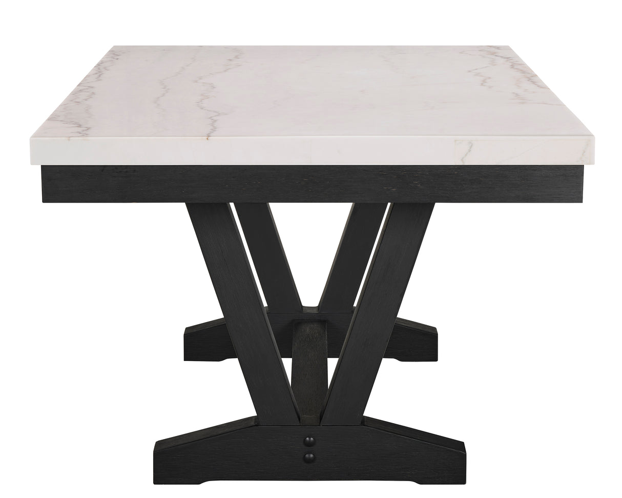 Varley - Genuine Marble Dining Table - Charcoal & White
