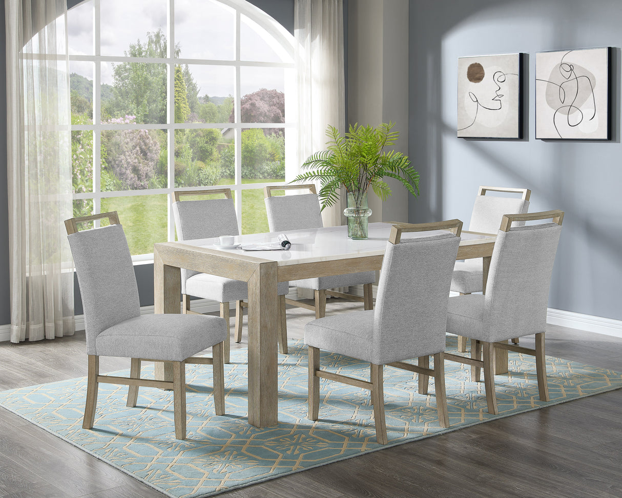 Hazel - Genuine Marble Dining Table - Wired White