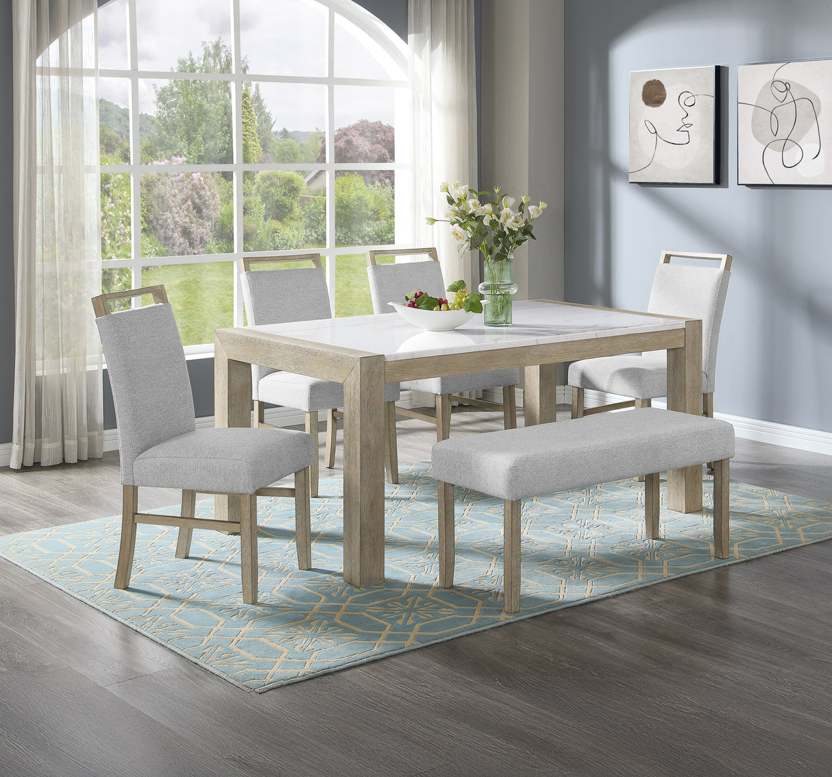 Hazel - Genuine Marble Dining Table - Wired White