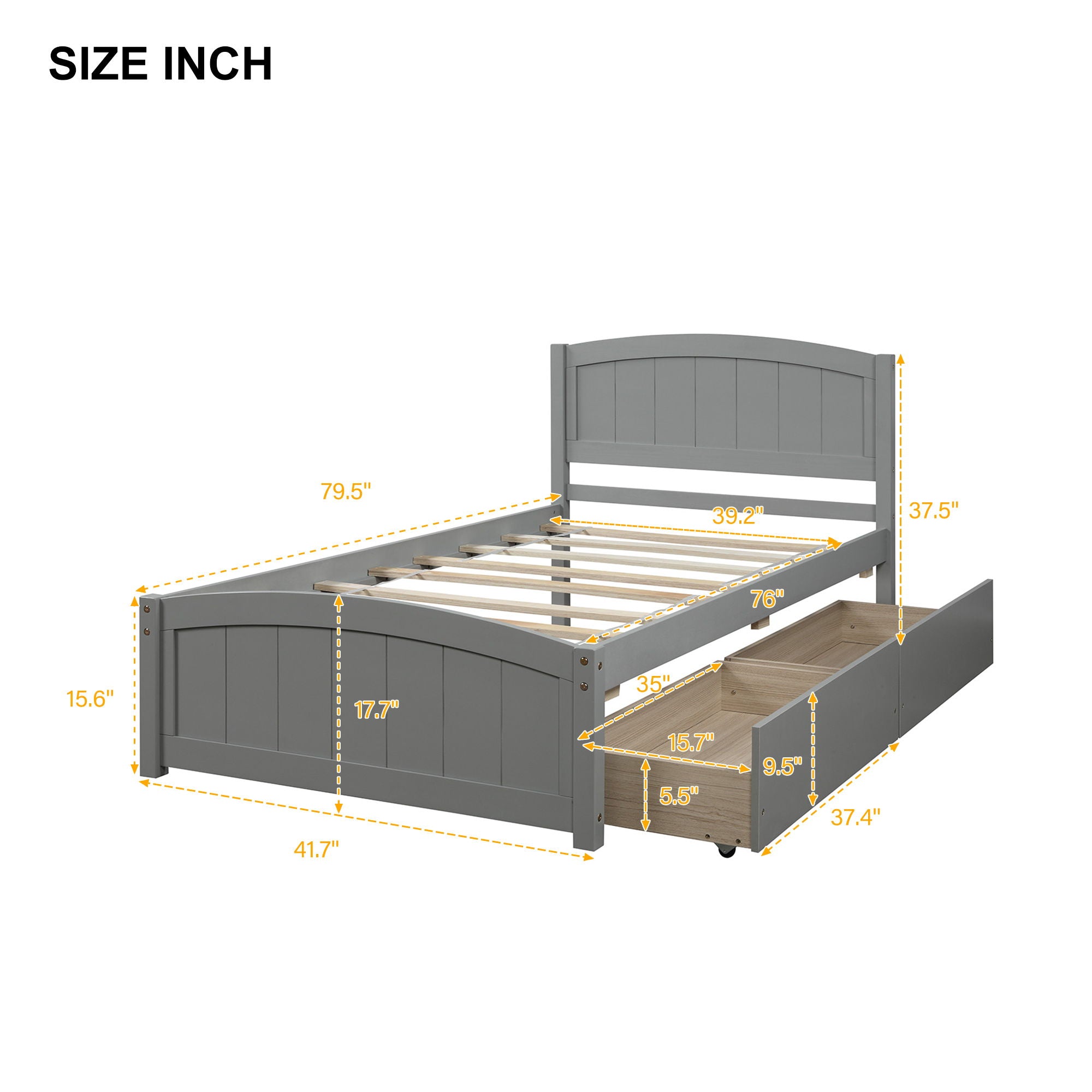 Platform Bed & Two Drawers