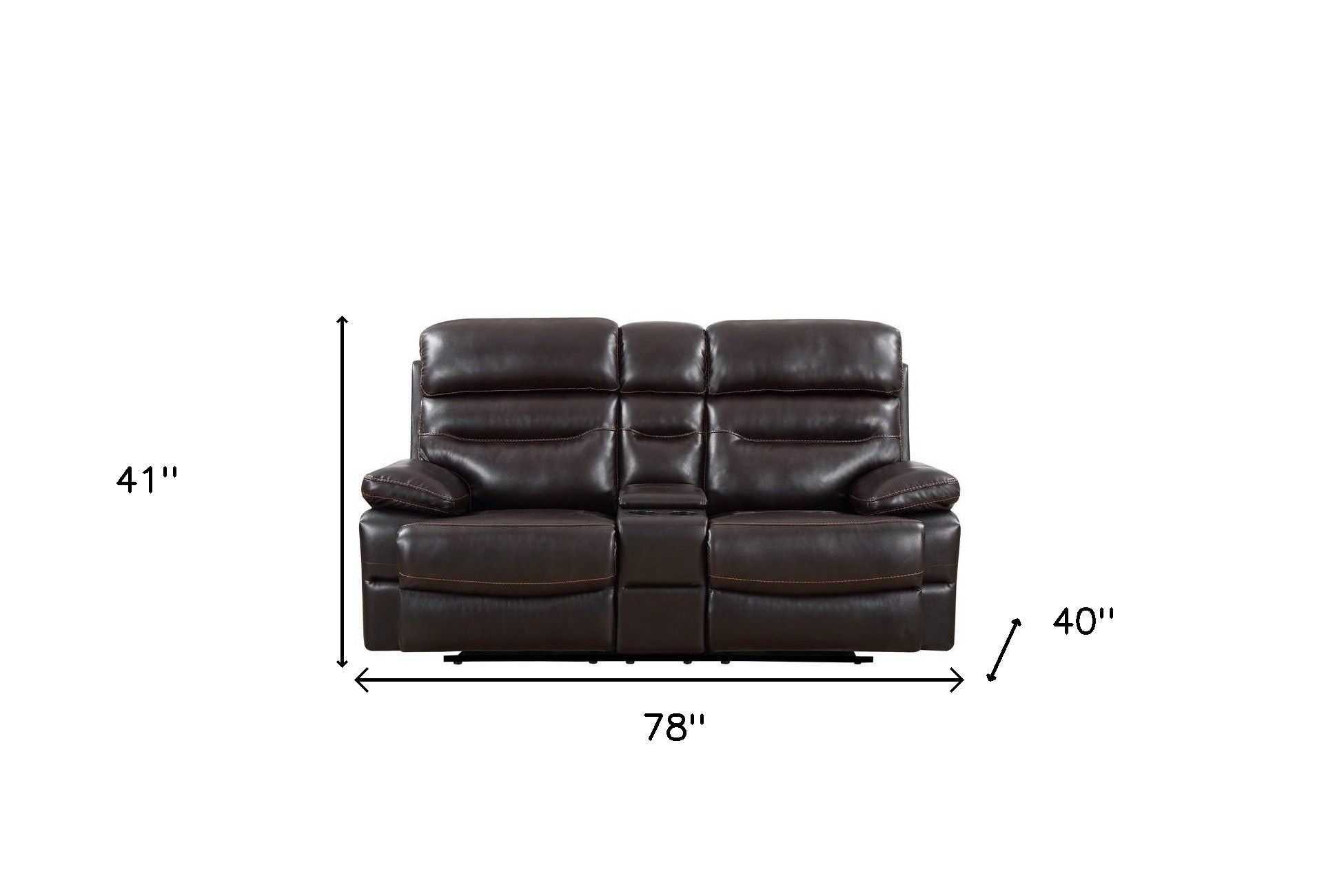 Faux Leather Love Seat With Storage Manual Reclining - Brown