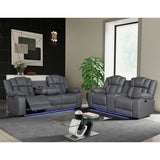 Raize - 10 Power Console Reclining Loveseat With LED And Immersive Sound - Gray