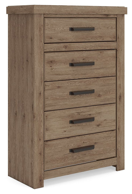 Oliandon Five Drawer Chest Light Brown