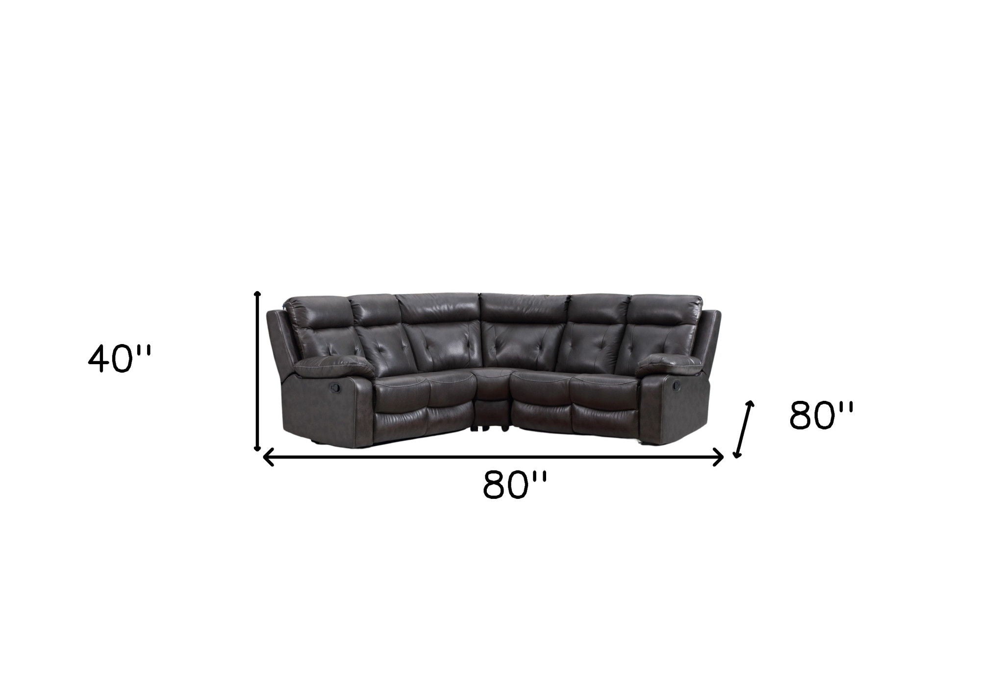 Polyester Blend Reclining U Shaped Three Piece Corner Sectional - Dark Gray