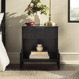 Modern Fluted Drawer Nightstand With Open Cubby Coastal by Walker Edison | Bel Furniture