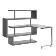 Buck II - Clear Glass, Chrome High Gloss Writing Desk With Shelf by Urban Nest | Bel Furniture