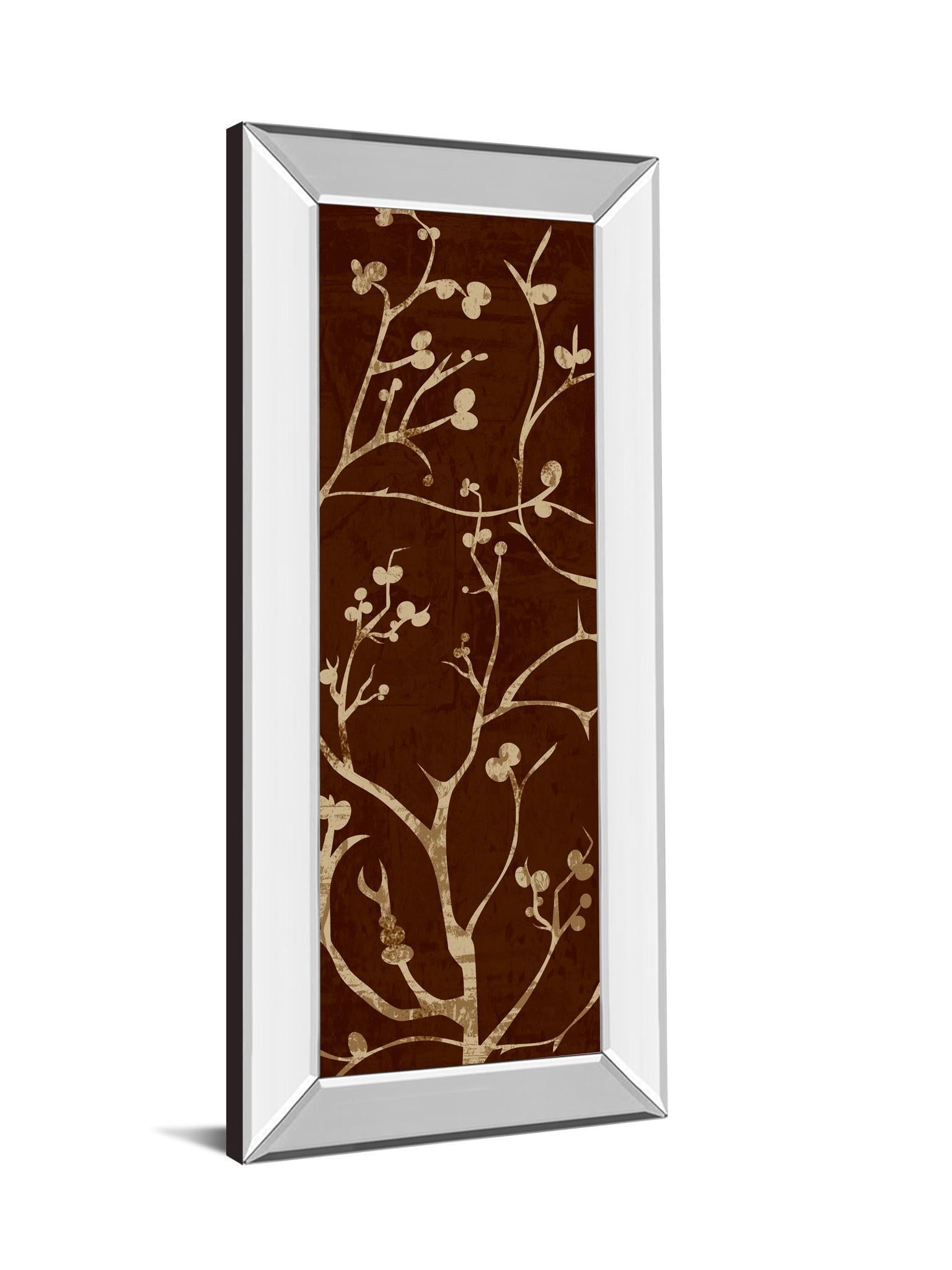 Branching Out I By Diane Stimson - Mirror Framed Print Wall Art - Dark Brown