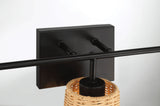 Moonlit - 3 Lights Wall Sconce With Shade, Bathroom Lighting Fixtures Over Mirror - Black / Rattan by Ashcroft Furniture | Bel Furniture