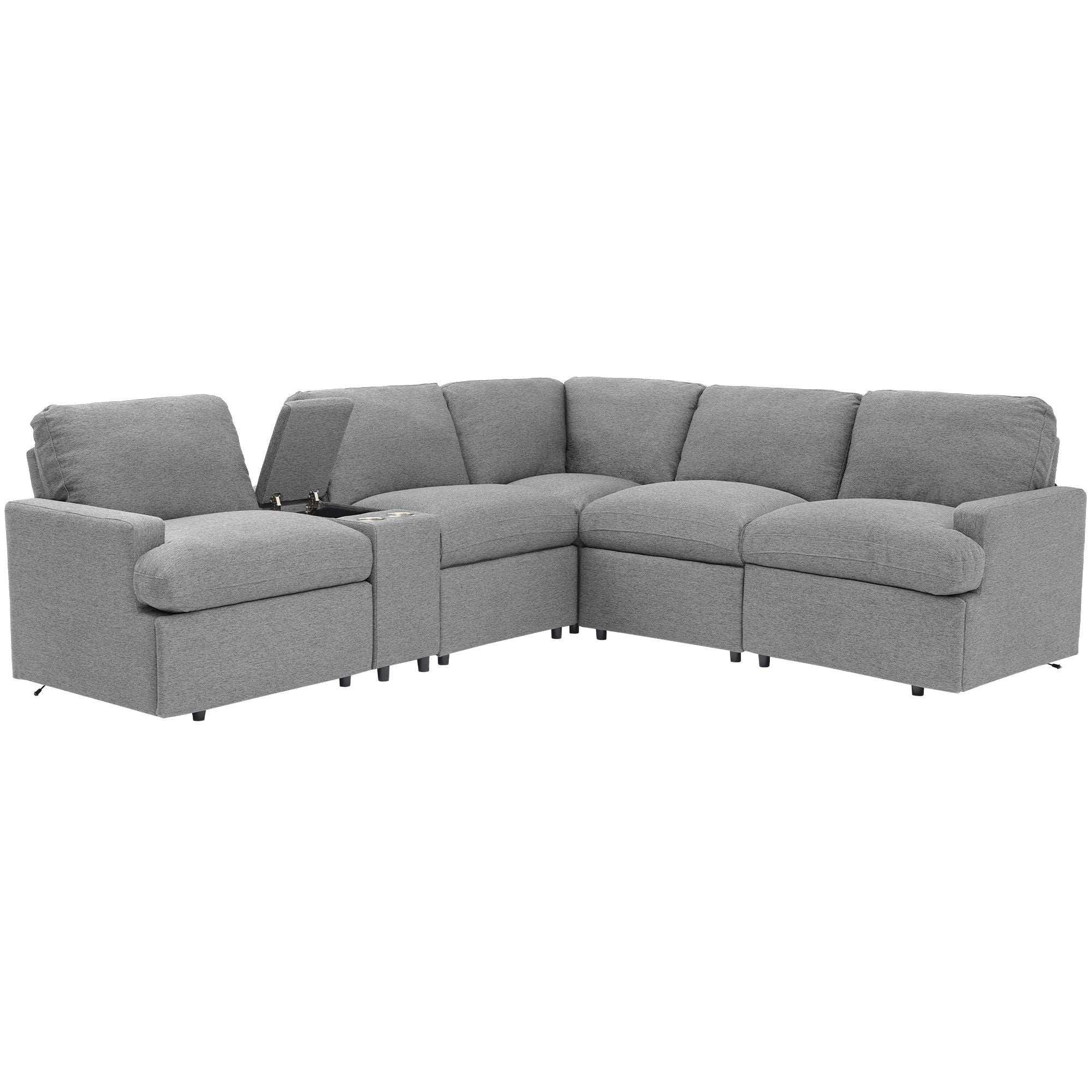 Power Recliner Corner Sofa Home Theater Reclining Sofa Sectional Couches With Storage Box, Cup Holders, USB Ports And Power Socket For Living Room