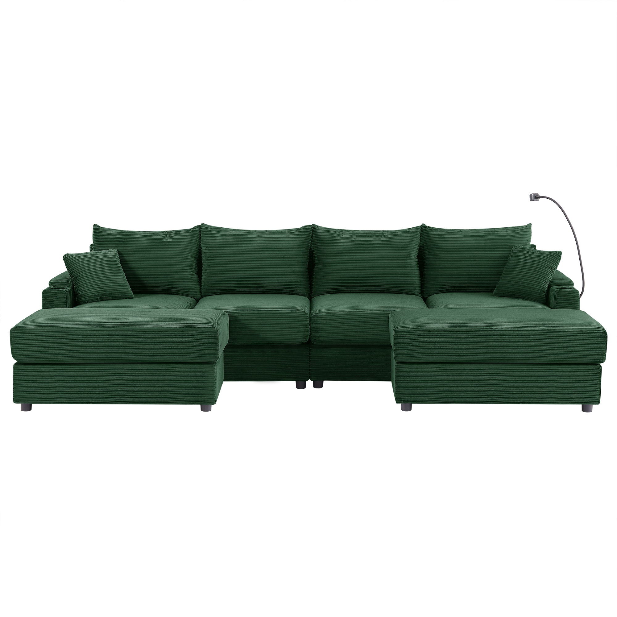 Modern Style Loveseat Sofa Sectional Sofa Couch With Storage Space, A Movable Ottoman, Two USB Ports, Two Cup Holders, A Phone Holder For Living Room