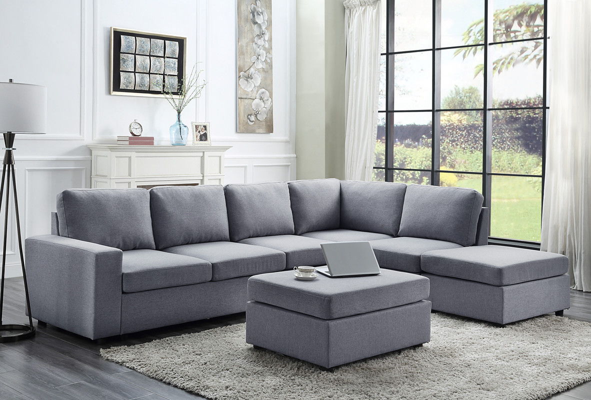 Cassia - 7 Seat Reversible Modular Sectional Sofa With Ottoman - view 3