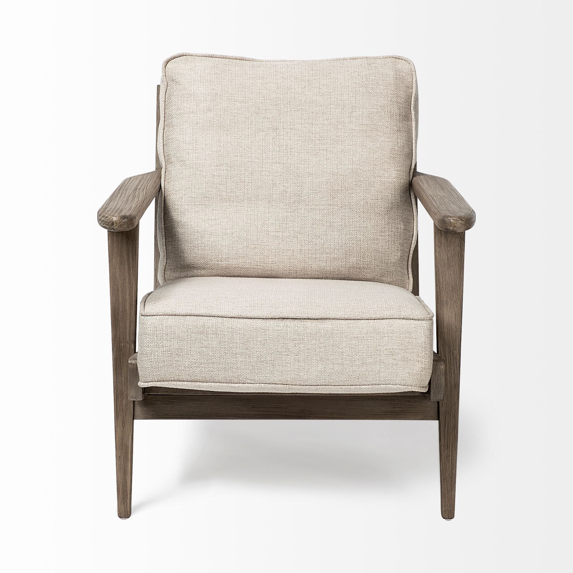 Fabric Arm Chair - Cream / Brown