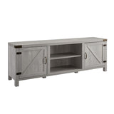 Rustic Farmhouse Double Barn Door 70" TV Stand For 80" TVs With Center Shelves Gray by Walker Edison | Bel Furniture
