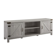 Rustic Farmhouse Double Barn Door 70" TV Stand For 80" TVs With Center Shelves Gray by Walker Edison | Bel Furniture
