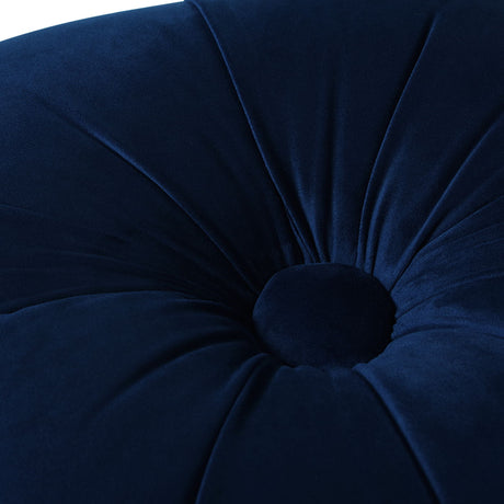 Ellen - Upholstered Clover Ottoman With Gold Bullion Fringe - Navy Blue by Jennifer Taylor Home | Bel Furniture