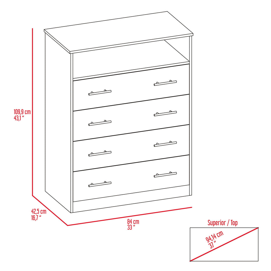 4 Drawer Dresser - Black