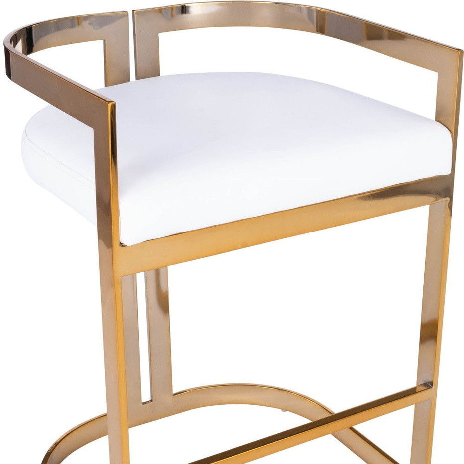 Iron Low Back Counter Height Bar Chair - White / Gold