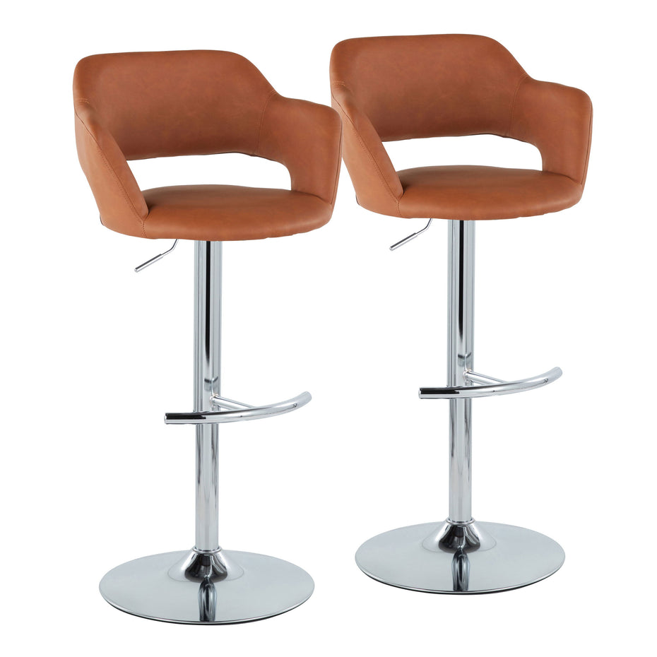 Margarite - Contemporary Ajustable Barstool With Swivel With Rounded T Footrest (Set of 2)