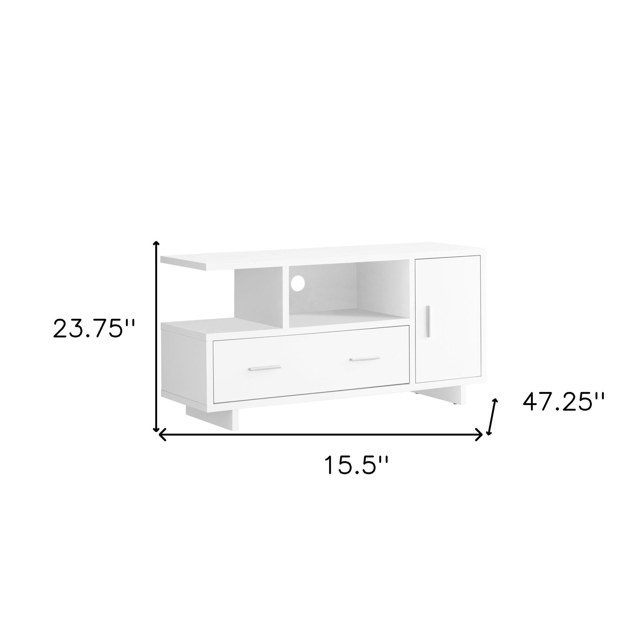 Cabinet Enclosed Storage, TV Stand - White