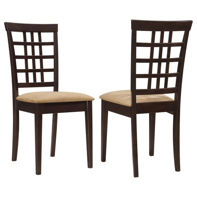 Kelso - Lattice Back Dining Side Chair (Set of 2) - Cappuccino by CoasterEveryday | Bel Furniture