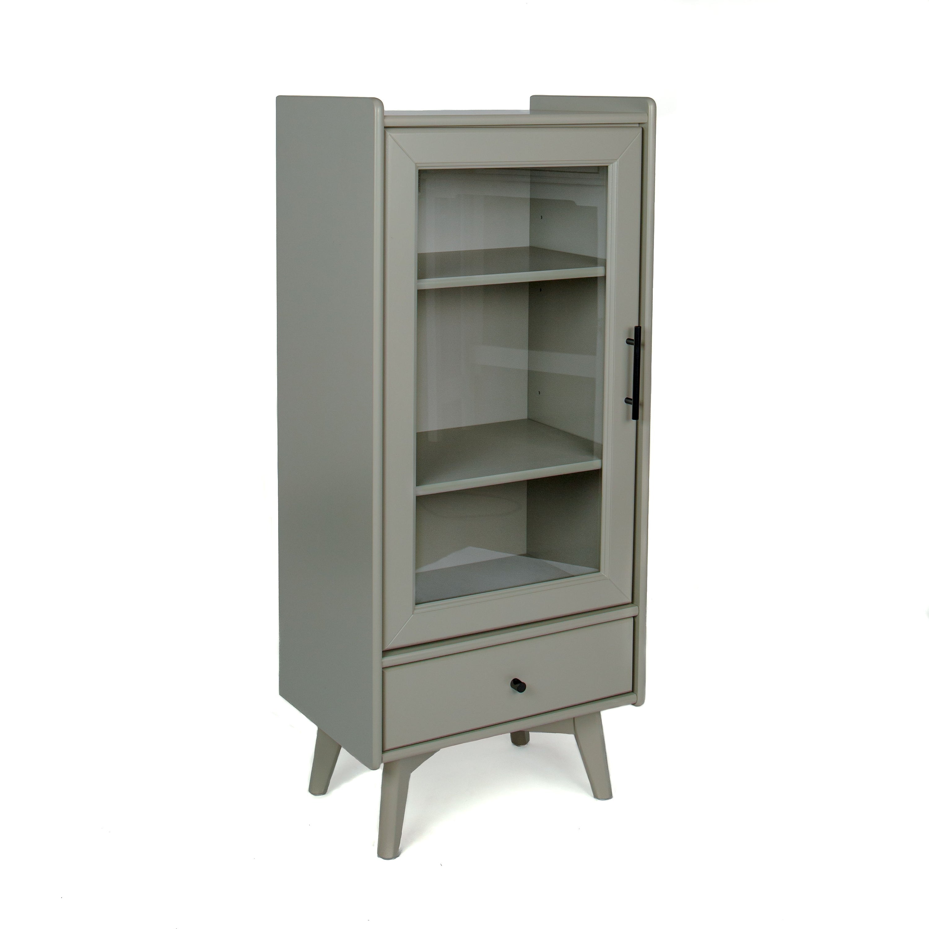 Modern Bathroom Storage Cabinet & Floor Standing Cabinet With Glass Door With Double Adjustable Shelves And One Drawer, Extra Storage Space On Top - Gray