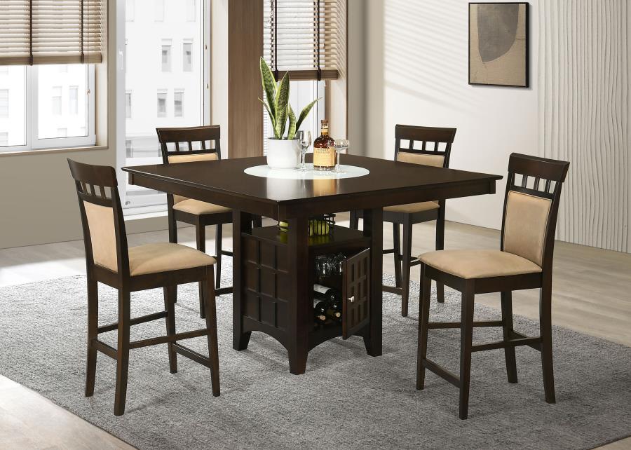 Gabriel - Square Counter Height Dining Set Dark Brown 5 Pc. Table, 4 Chairs by Coaster Fine Furniture | Bel Furniture