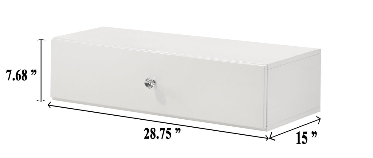 Luxo - Tall Lighted Drawer Vanity Mirror - White