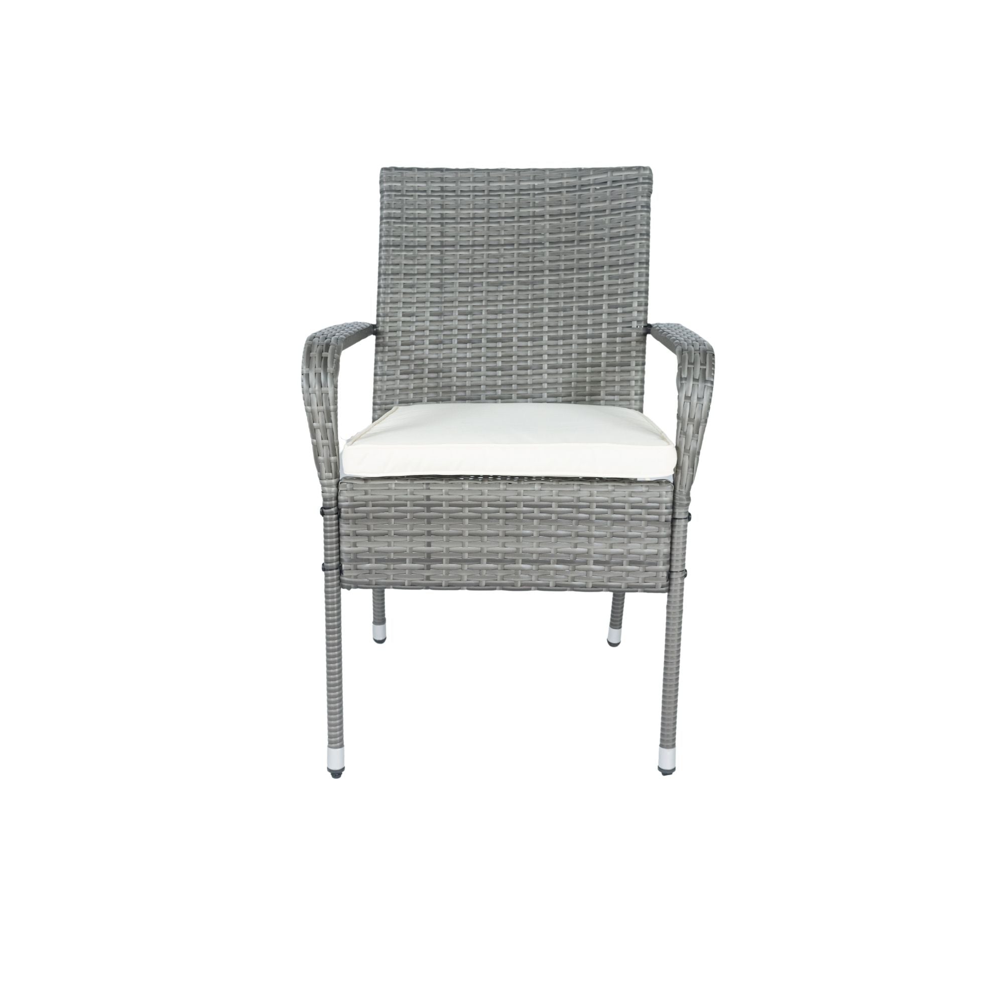 3 Piece Patio Wicker Conversation Set Wicker And Cushion - Gray / White