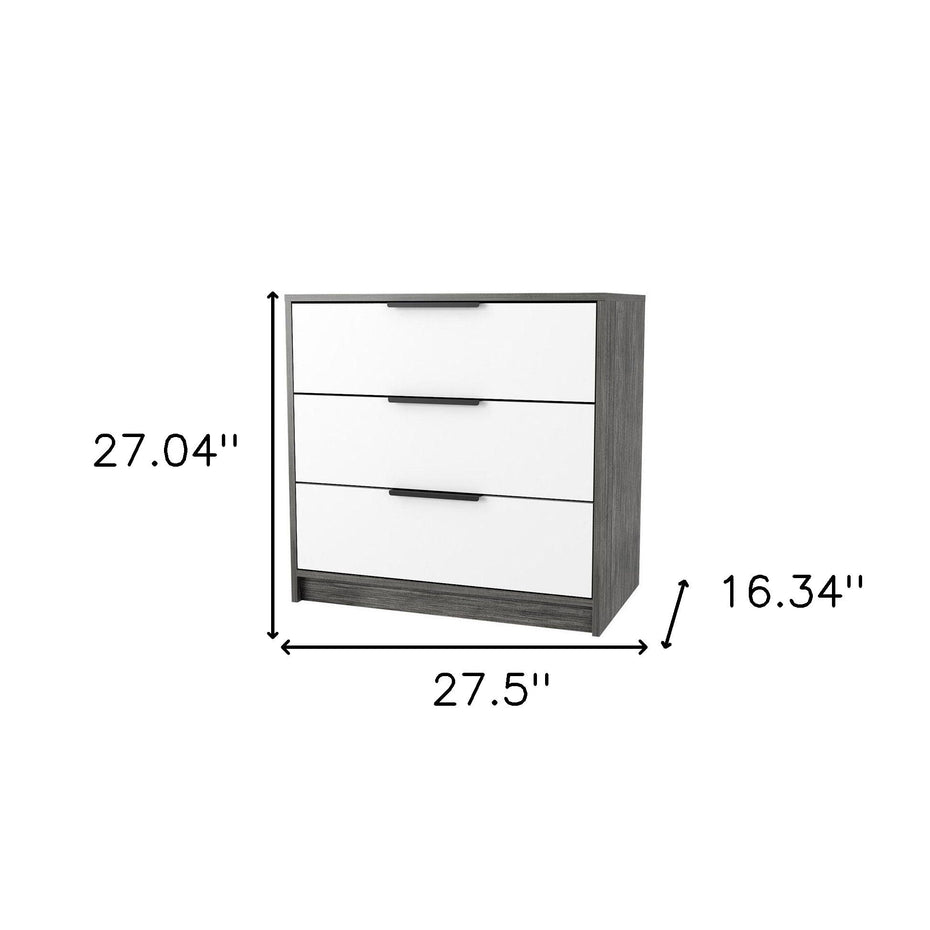 Three Drawer Dresser - White / Gray