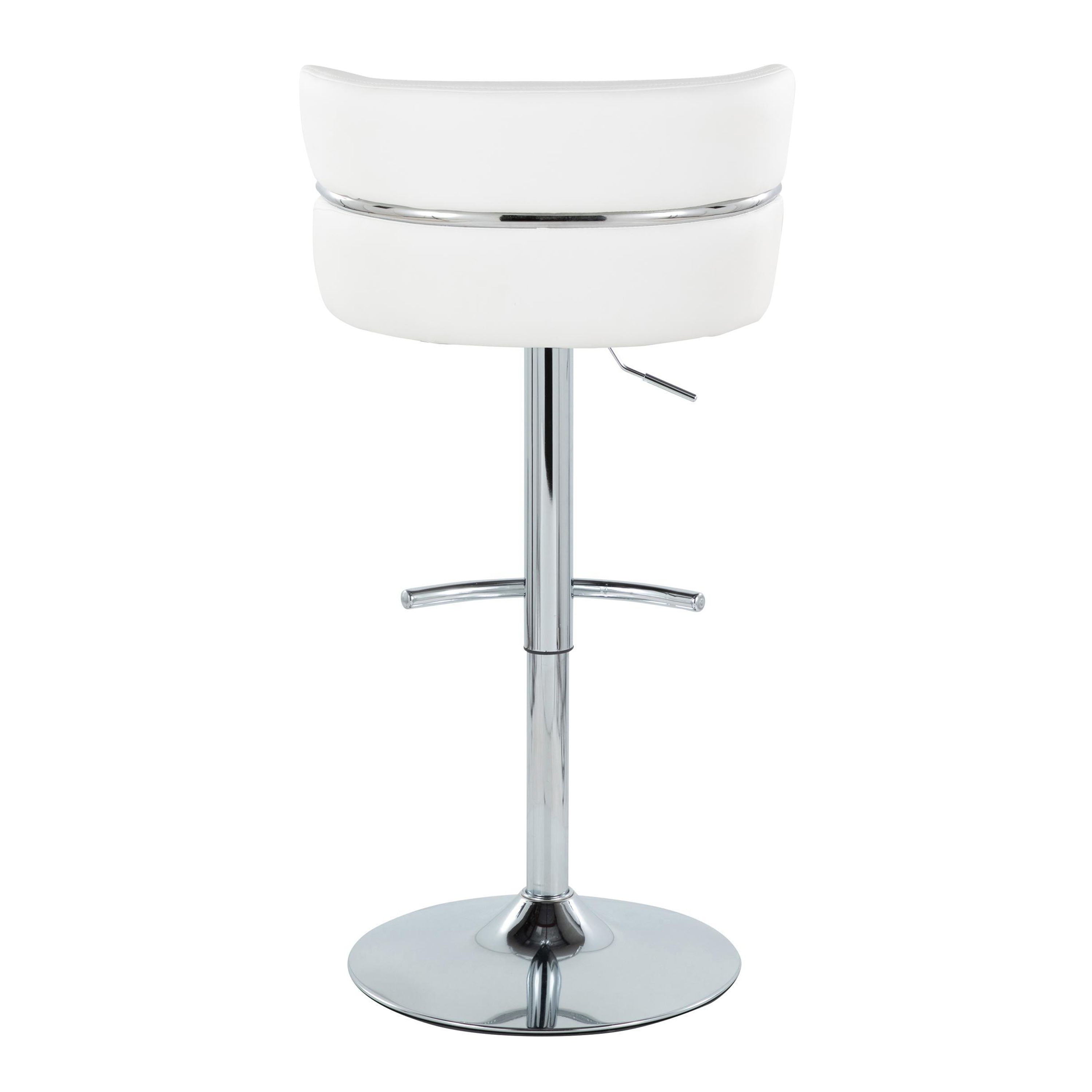 Cinch - Contemporary Adjustable Barstool With Swivel With Rounded T Footrest (Set of 2) - Chrome / White