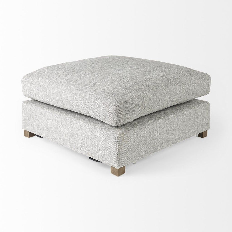 Polyester And Brown Cocktail Ottoman - Light Gray