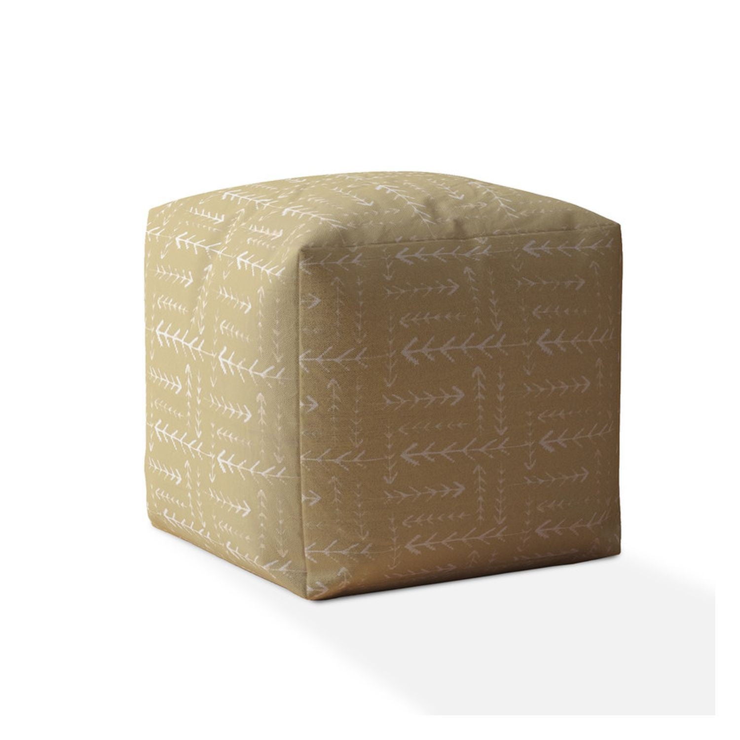 Cotton, Abstract Pouf Ottoman - Beige