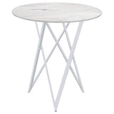Bexter - Round Faux Marble Bistro Bar Table - Chrome by CoasterEveryday | Bel Furniture