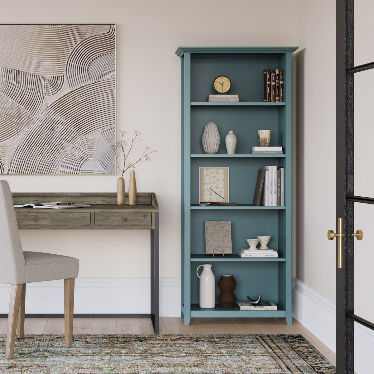 Amherst - 5 Shelf Bookcase, Handcrafted by Simpli-Home | Bel Furniture