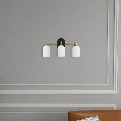 Meadows - 3 Lights Vanity Brush Bathroom Wall Light For Bathroom Over Mirror - Black / Gold / White - view 3