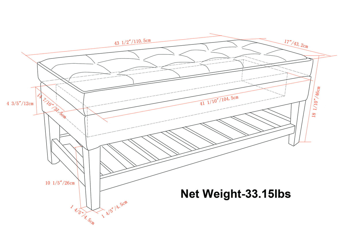 Cosmopolitan - Storage Ottoman Bench With Open Bottom - Tanners Brown