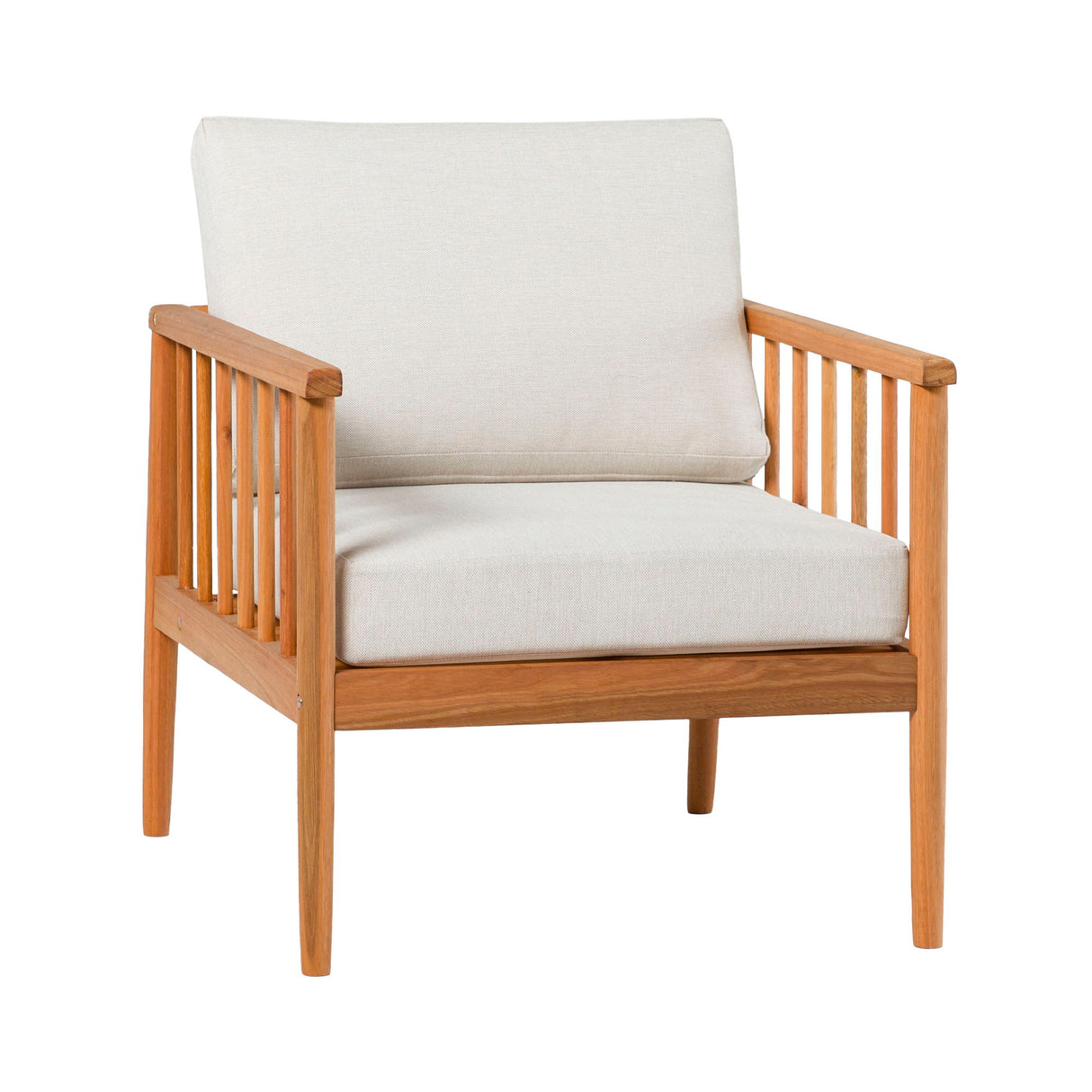 Contemporary Cushioned Eucalyptus Wood Patio Accent Chair Beige by Walker Edison | Bel Furniture